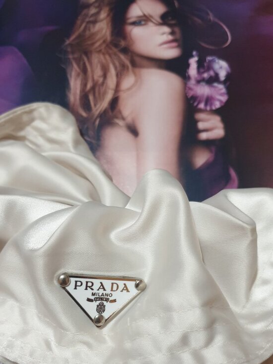 Prada White Big Hair Scrunchie Elastic Tie Fashion Women Casual Formal Accessory main image 5